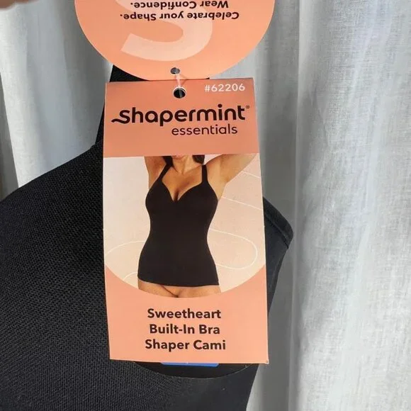 NWT Shapermint Essentials Sweetheart Built-In Bra Shaper Cami in Black - Size XL - Picture 3 of 9
